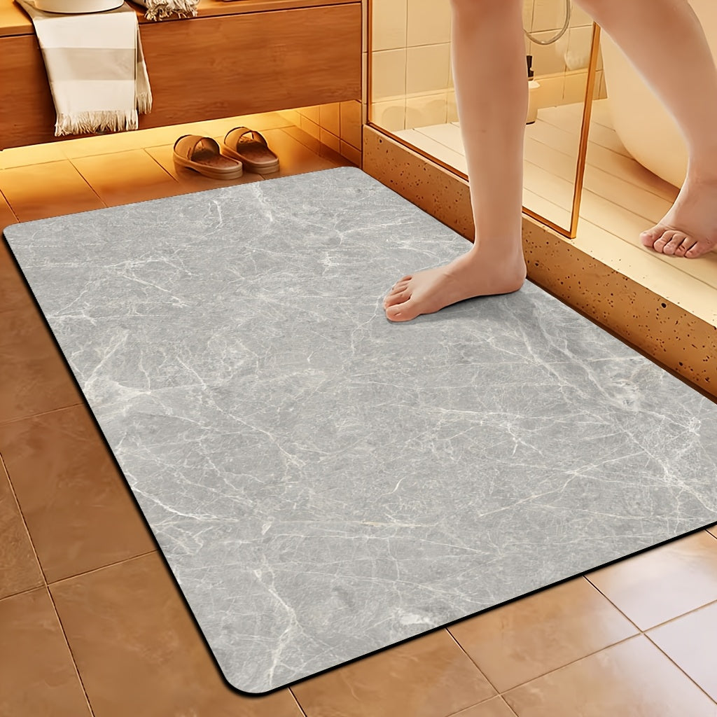 Tapis de salle de bain marbre, caoutchouc épaissi