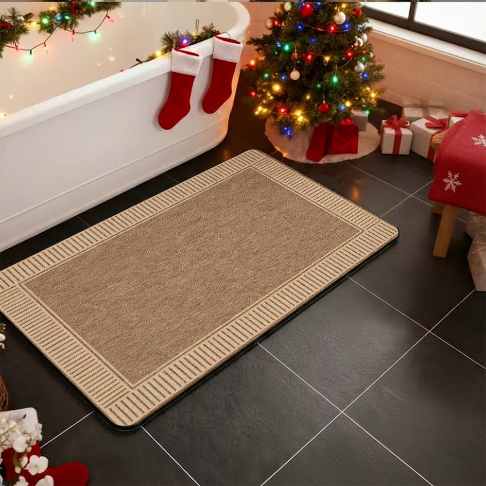 Tapis de salle de bain caoutchouc plat, effet tissé