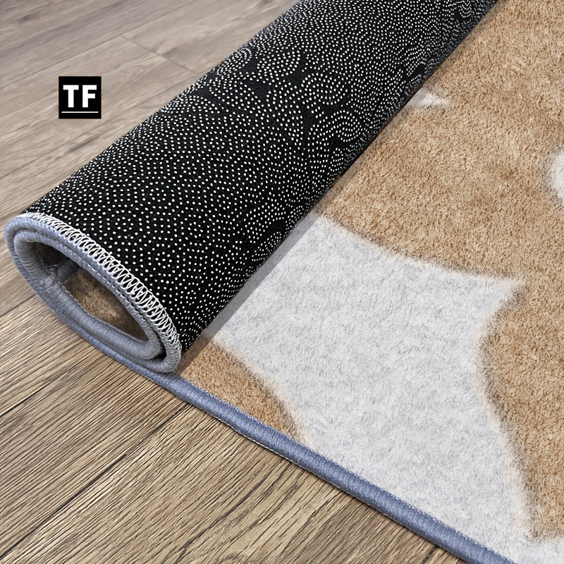 Tapis de salle de bain carré, grande fleur de carreau