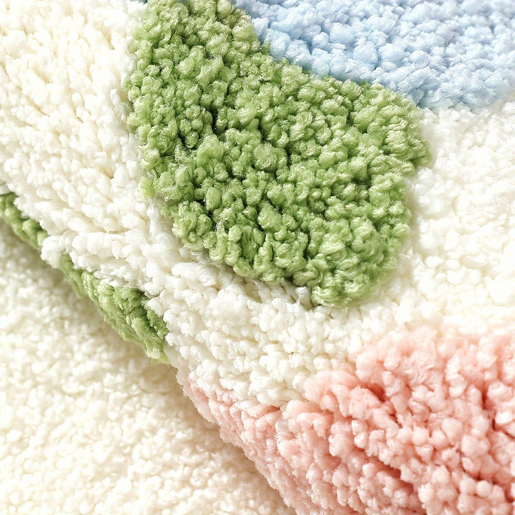 Tapis de salle de bain carré, bouquet de fleurs tufté