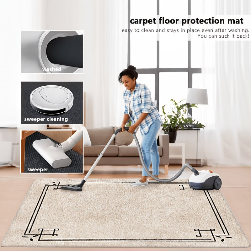 Tapis de salle de bain carré, cadre à double filet