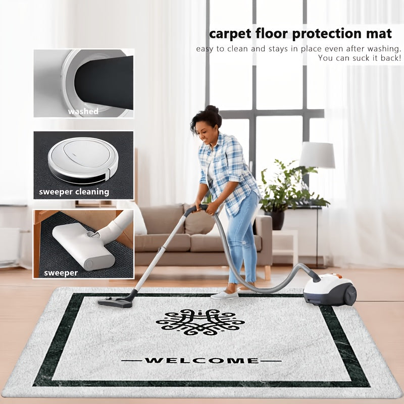Tapis de salle de bain carré effet marbre, cadre