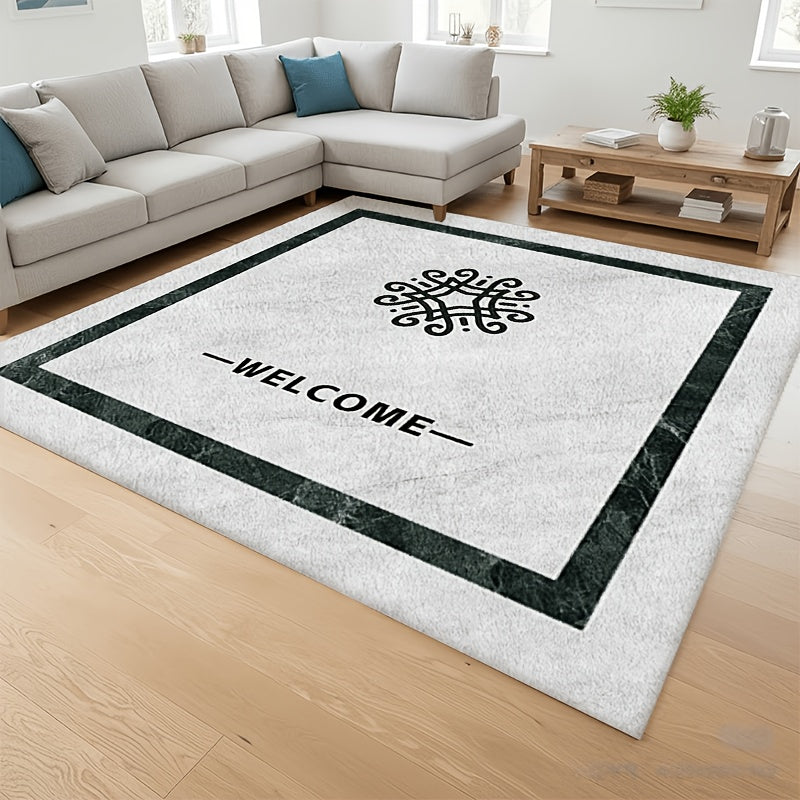 Tapis de salle de bain carré effet marbre, cadre