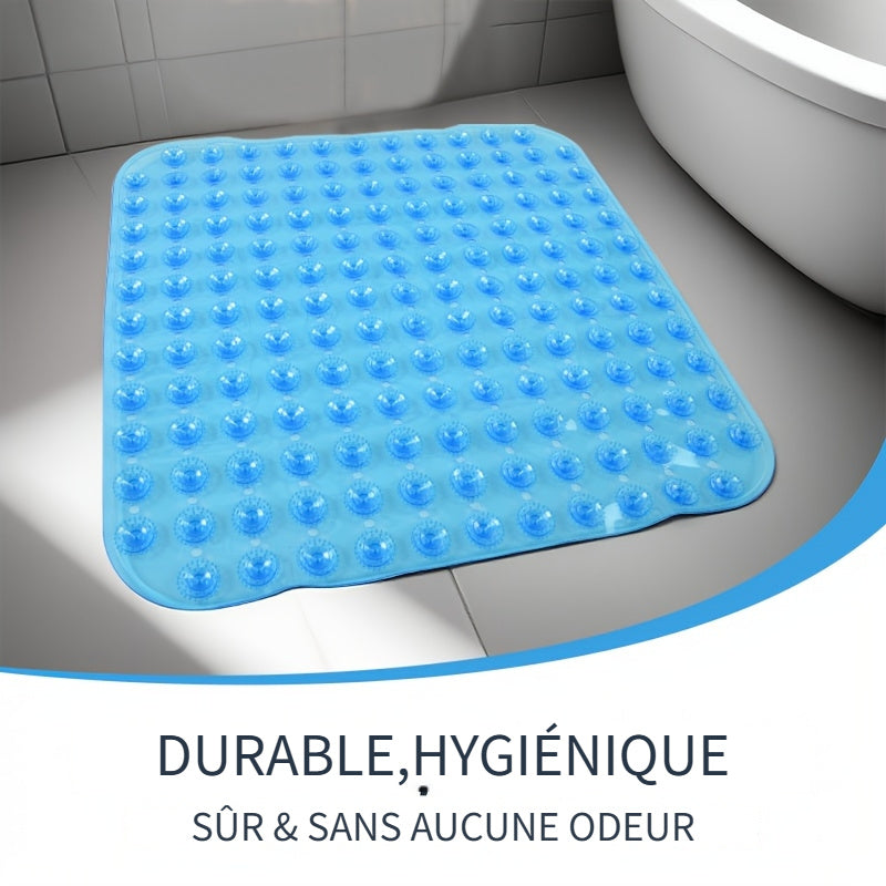 Tapis de salle de bain carré en PVC translucide à picots