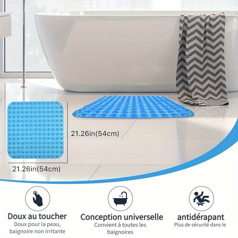 Tapis de salle de bain carré en PVC translucide à picots