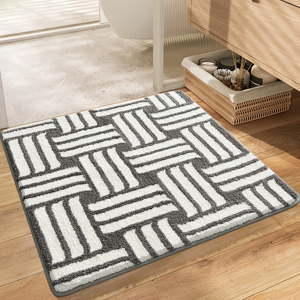 Tapis de salle de bain carré tufté, deux dessins au choix