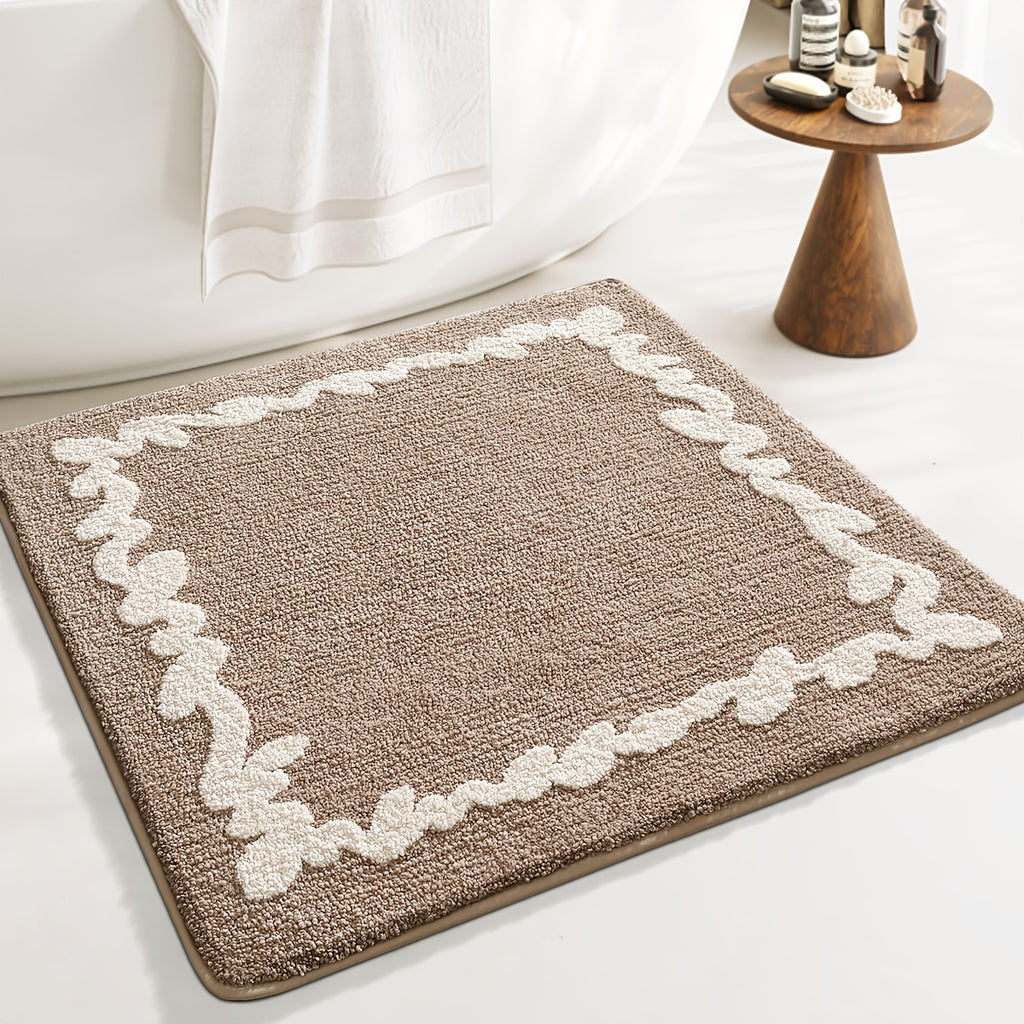 Tapis de salle de bain carré tufté, deux dessins au choix