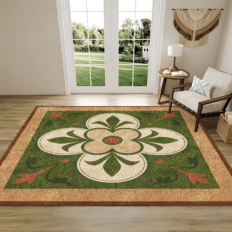 Tapis de salle de bain carré, médaillon quadrilobe