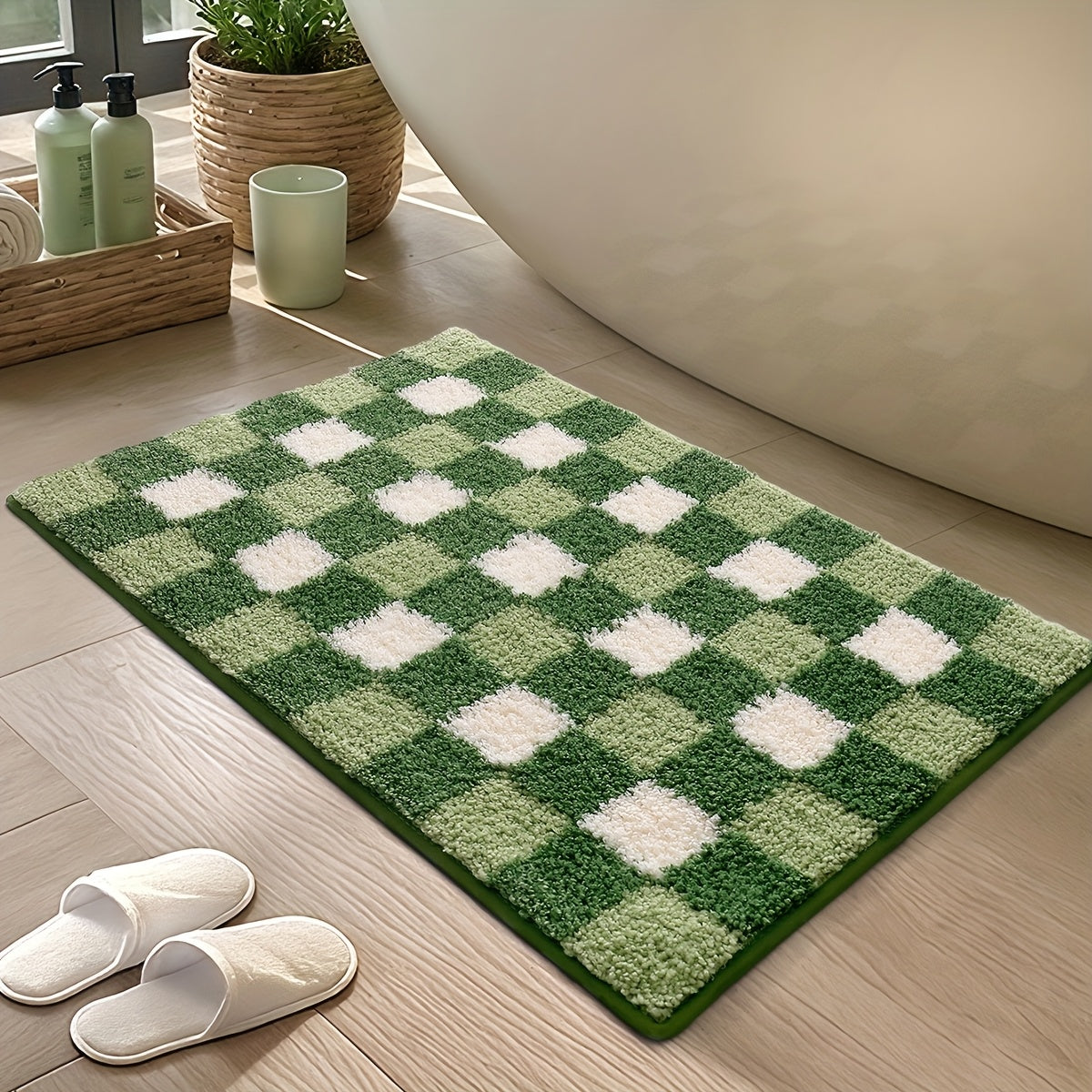 Tapis de salle de bain damier, tufté