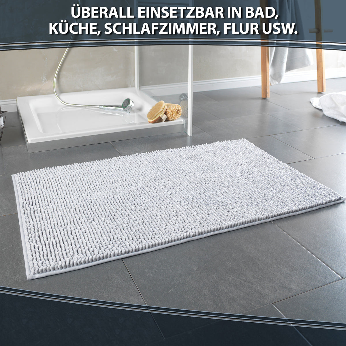 Tapis de salle de bain épais en chenille