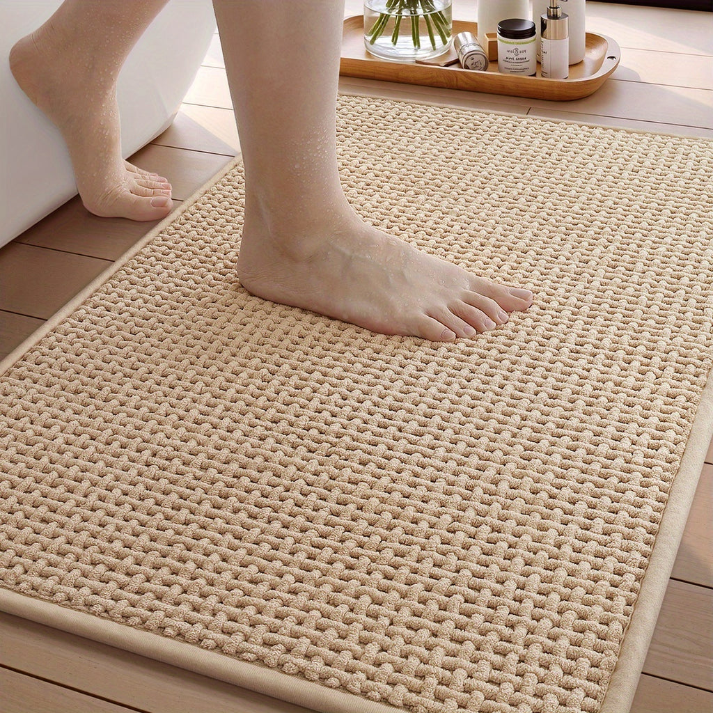 Tapis de salle de bain en chenille bouclée, dos antidérapant