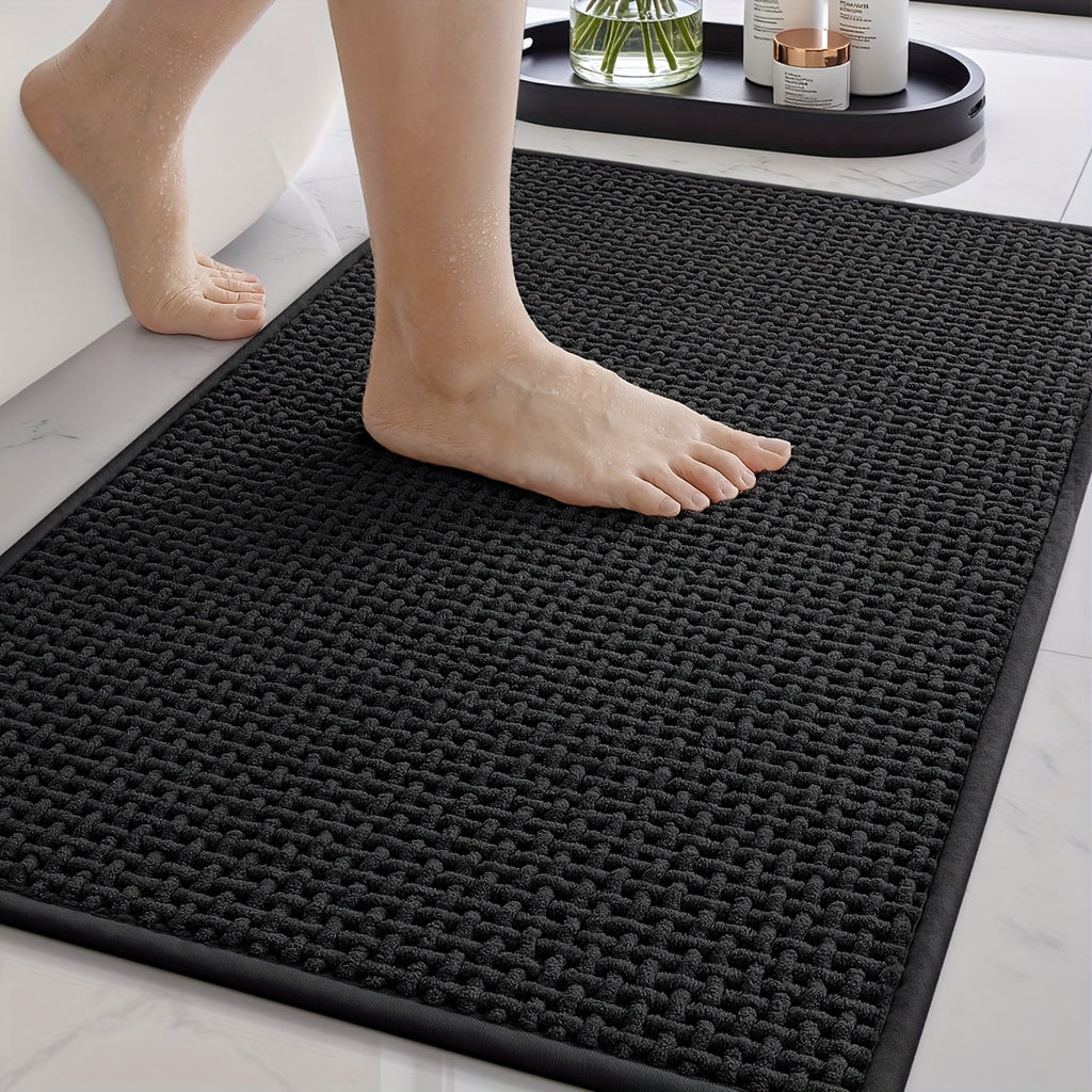 Tapis de salle de bain en chenille bouclée, dos antidérapant