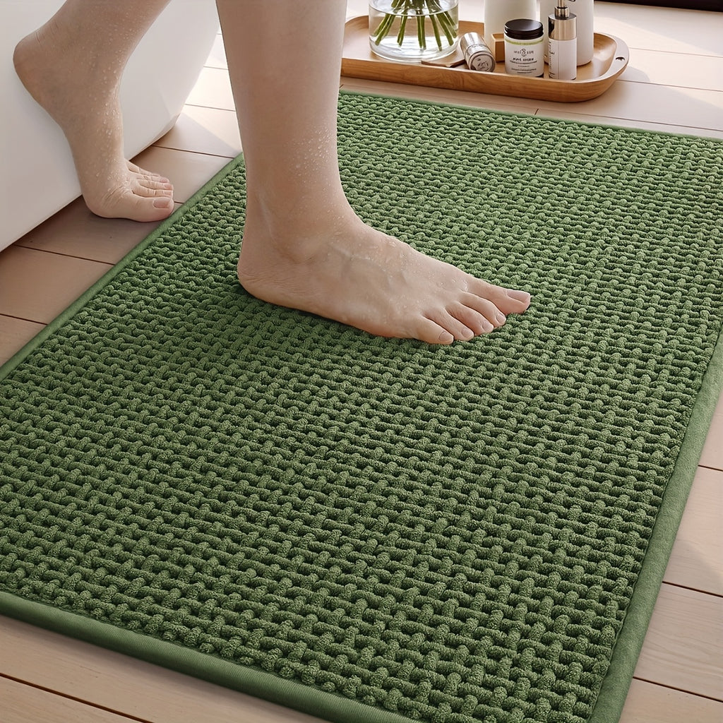 Tapis de salle de bain en chenille bouclée, dos antidérapant