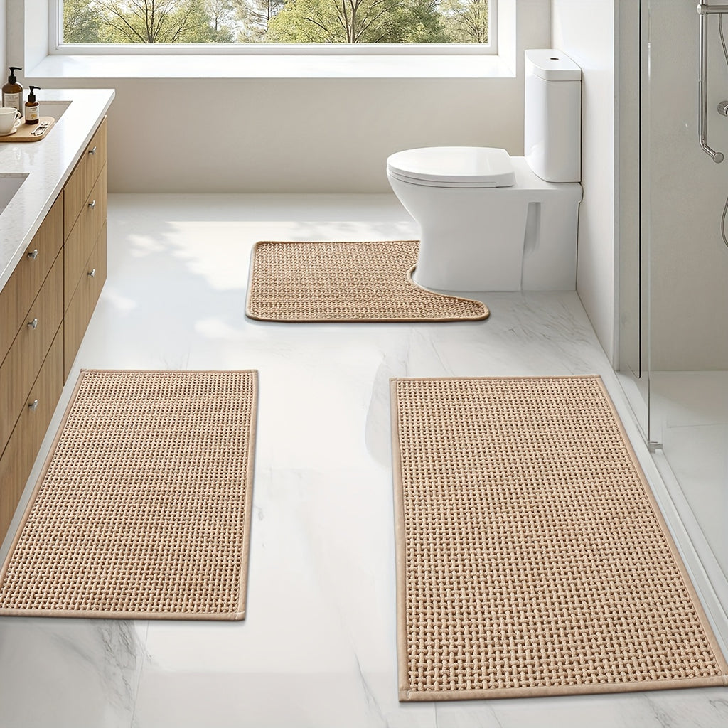 Tapis de salle de bain en chenille bouclée, dos antidérapant