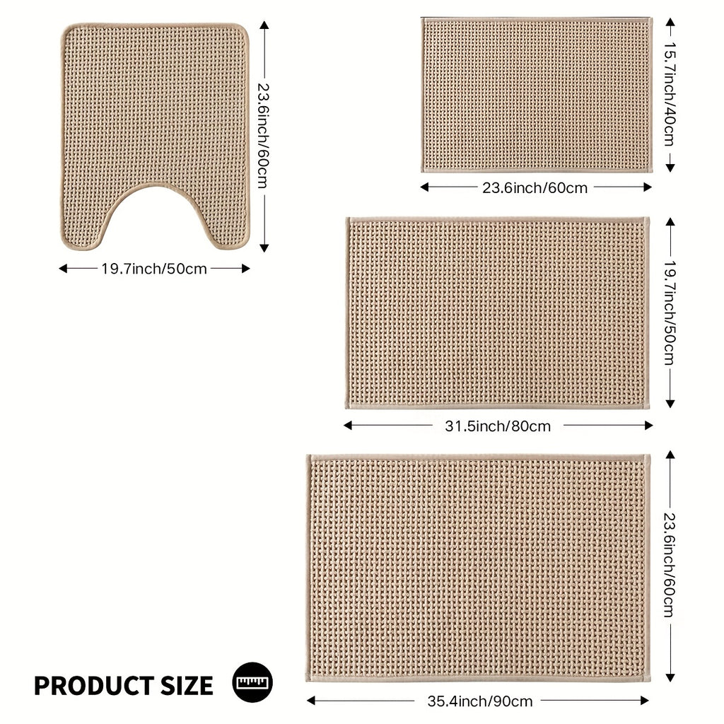 Tapis de salle de bain en chenille bouclée, dos antidérapant