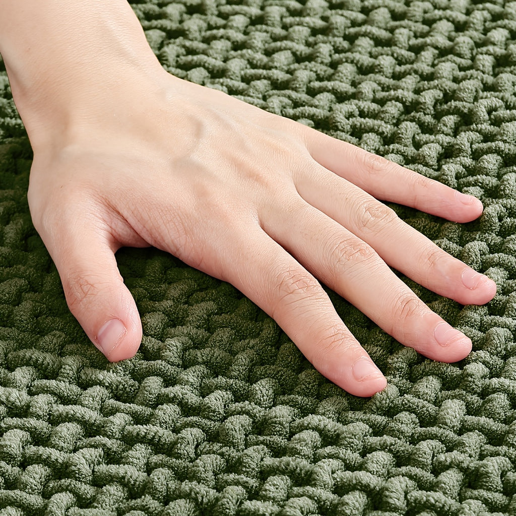 Tapis de salle de bain en chenille bouclée, dos antidérapant