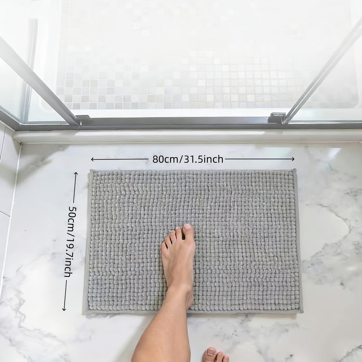Tapis de salle de bain chenille à grosses bouclettes, lot de 2
