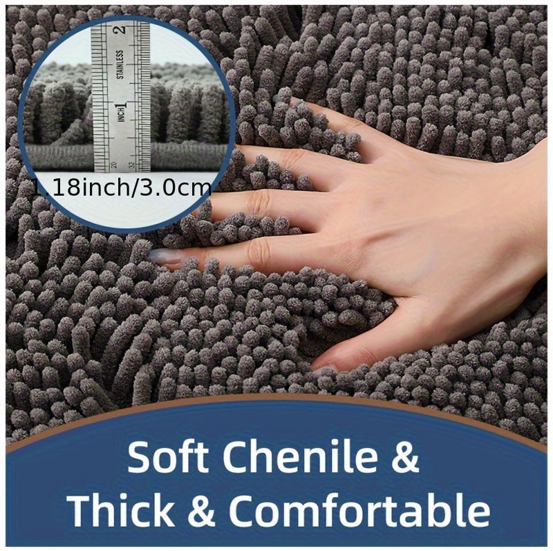 Tapis de salle de bain en chenille ultra épais et absorbant