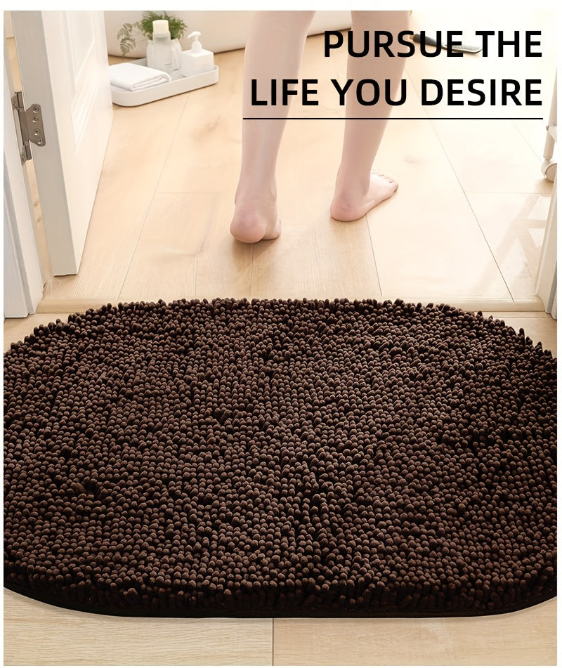 Tapis de salle de bain ovale en chenille, d'épaisseur