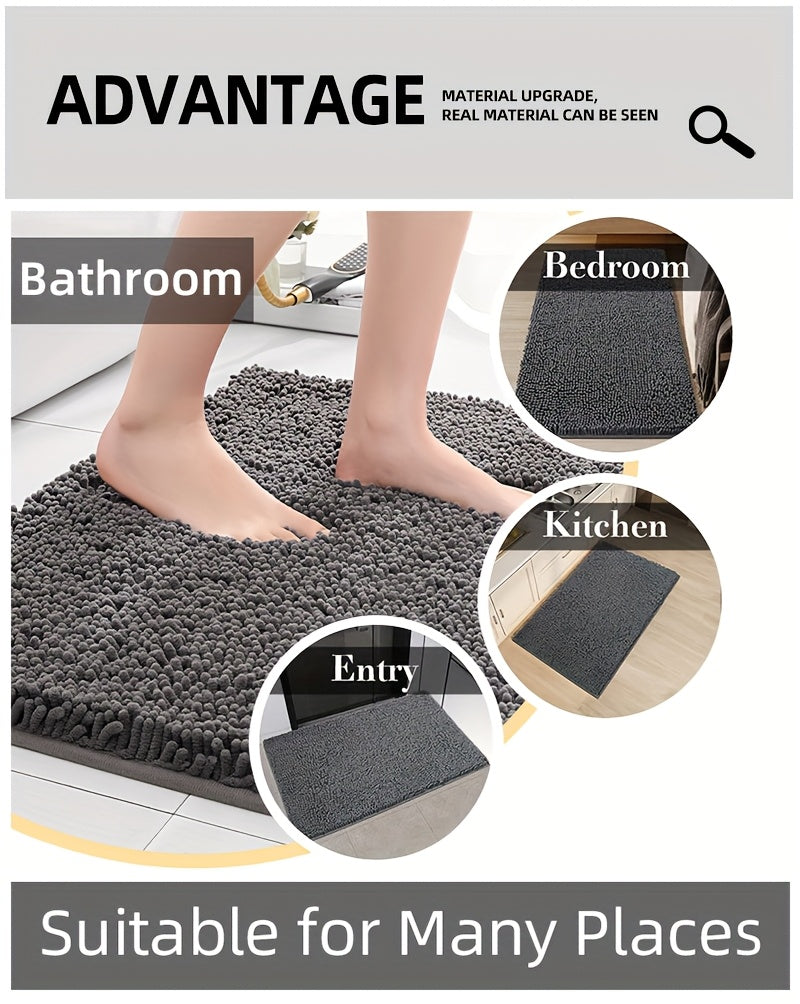 Tapis de salle de bain ovale en chenille, d'épaisseur