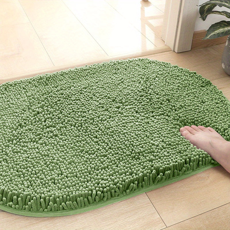 Tapis de salle de bain ovale en chenille, d'épaisseur