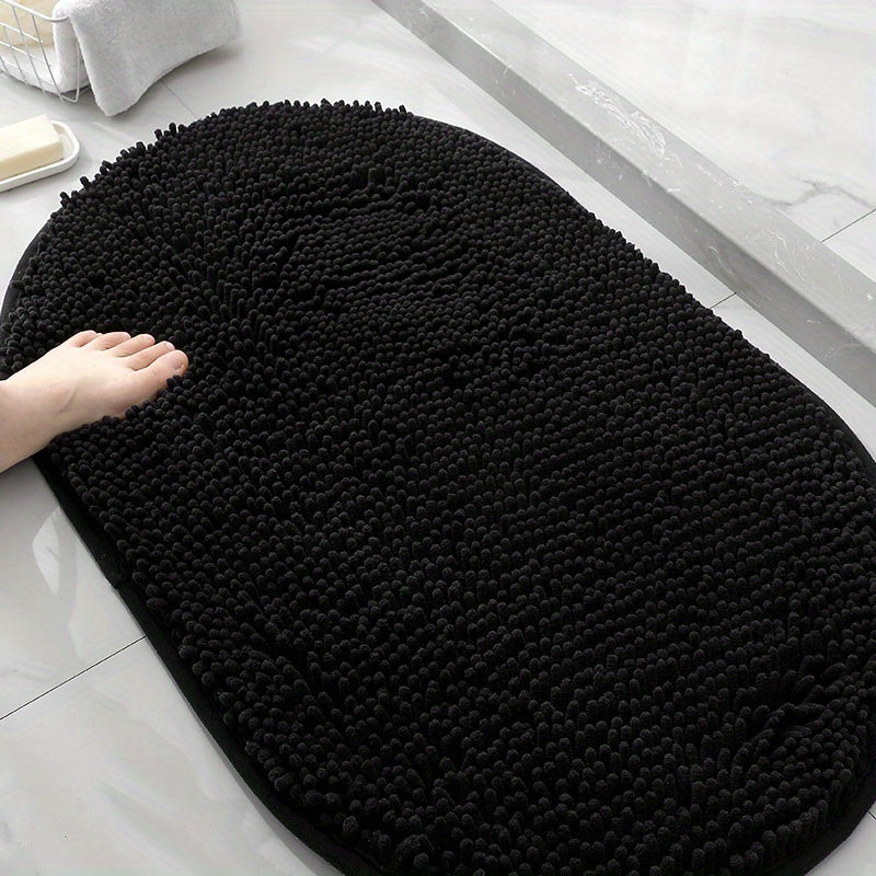 Tapis de salle de bain ovale en chenille, d'épaisseur
