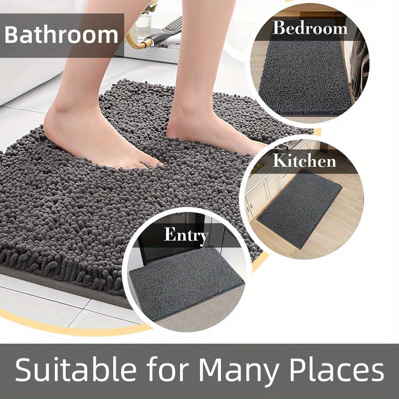 Tapis de salle de bain ovale en chenille, d'épaisseur