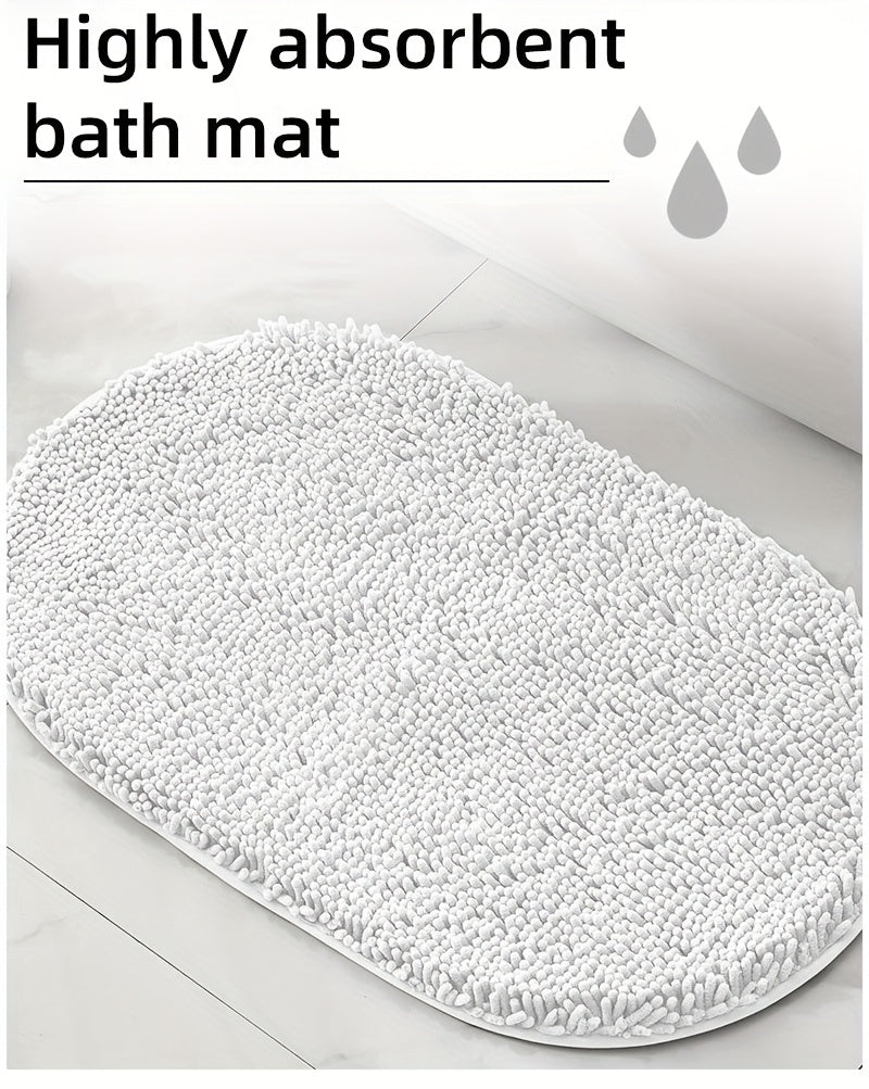Tapis de salle de bain ovale en chenille, d'épaisseur
