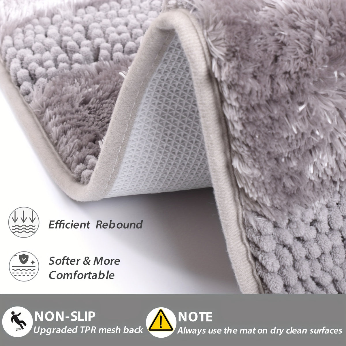Tapis de salle de bain en chenille et contour WC, lot de 2, 3