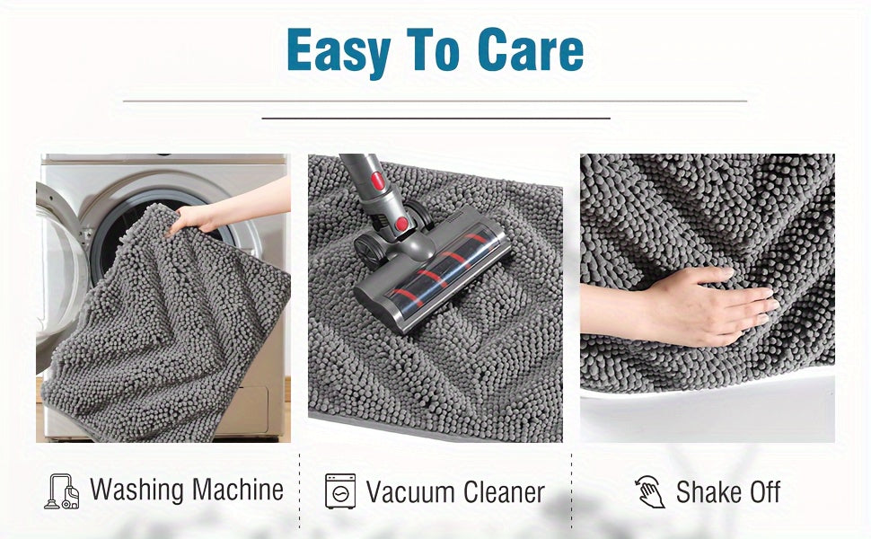 Tapis de salle de bain chenille, relief tufté 3D géométrique