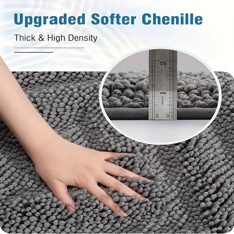 Tapis de salle de bain chenille, relief tufté 3D géométrique