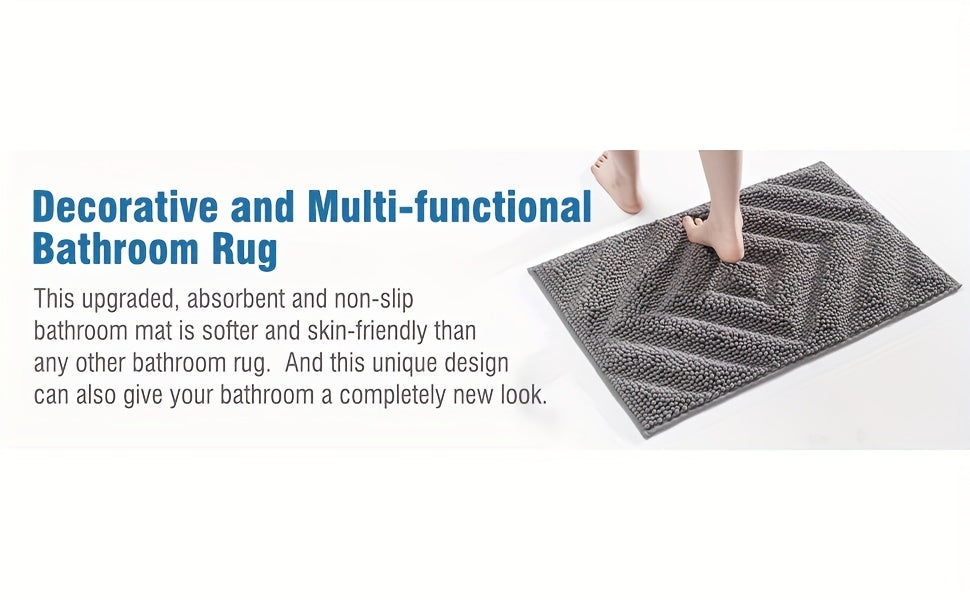 Tapis de salle de bain chenille, relief tufté 3D géométrique