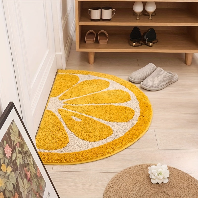 Tapis de salle de bain citron tufté, demi-lune