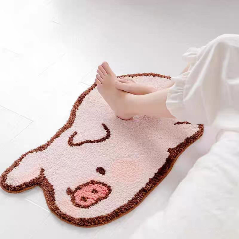 Tapis de salle de bain cochon, imitation cachemire