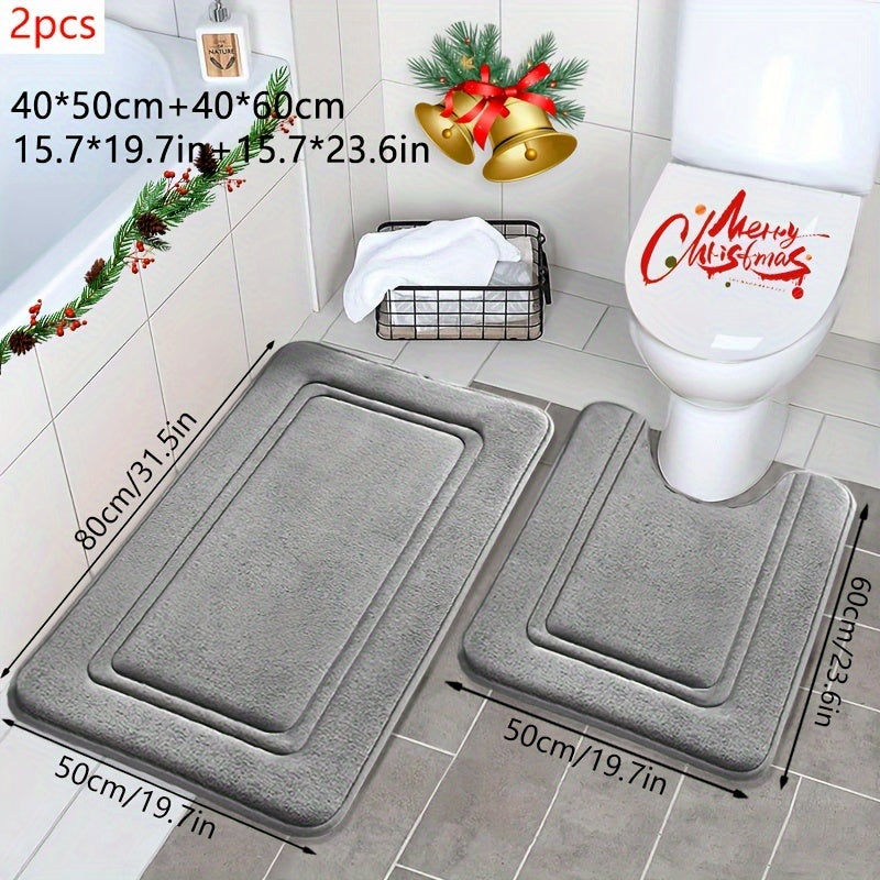 Tapis de salle de bain et contour de WC, ensemble 2 pièces