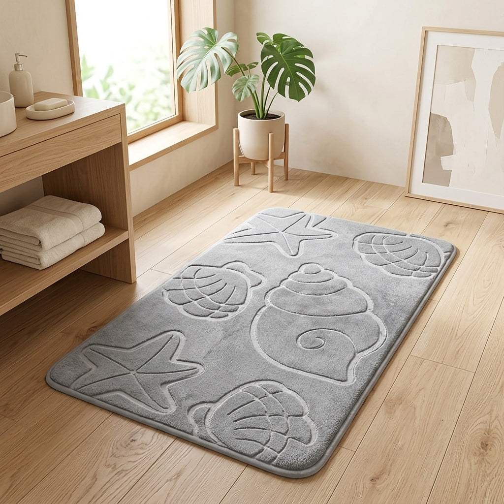 Tapis de salle de bain coquillages en molleton de 580 g/m²