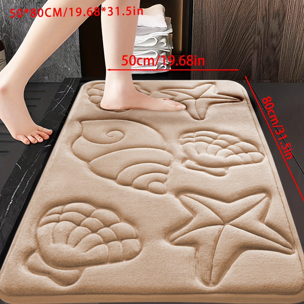 Tapis de salle de bain motif coquillages en relief