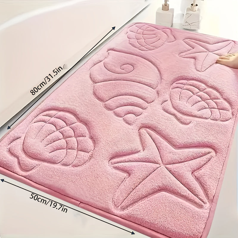 Tapis de salle de bain motif coquillages en relief