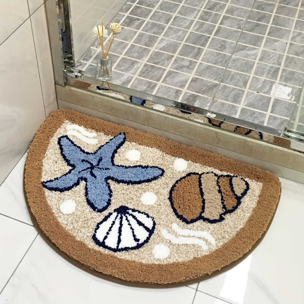 Tapis de salle de bain coquillages tuftés en relief