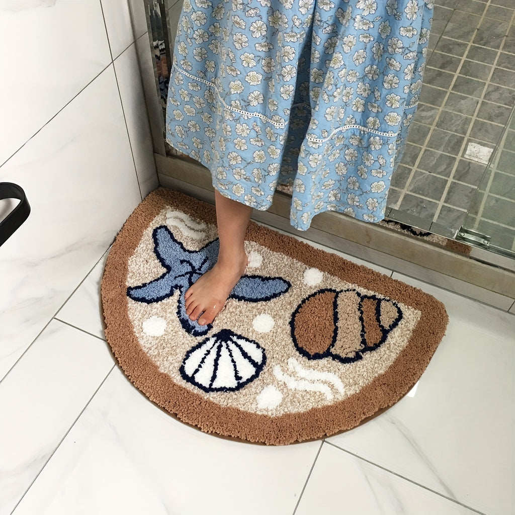 Tapis de salle de bain coquillages tuftés en relief