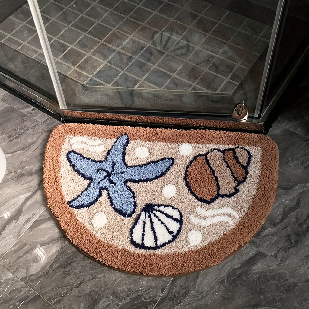 Tapis de salle de bain coquillages tuftés en relief