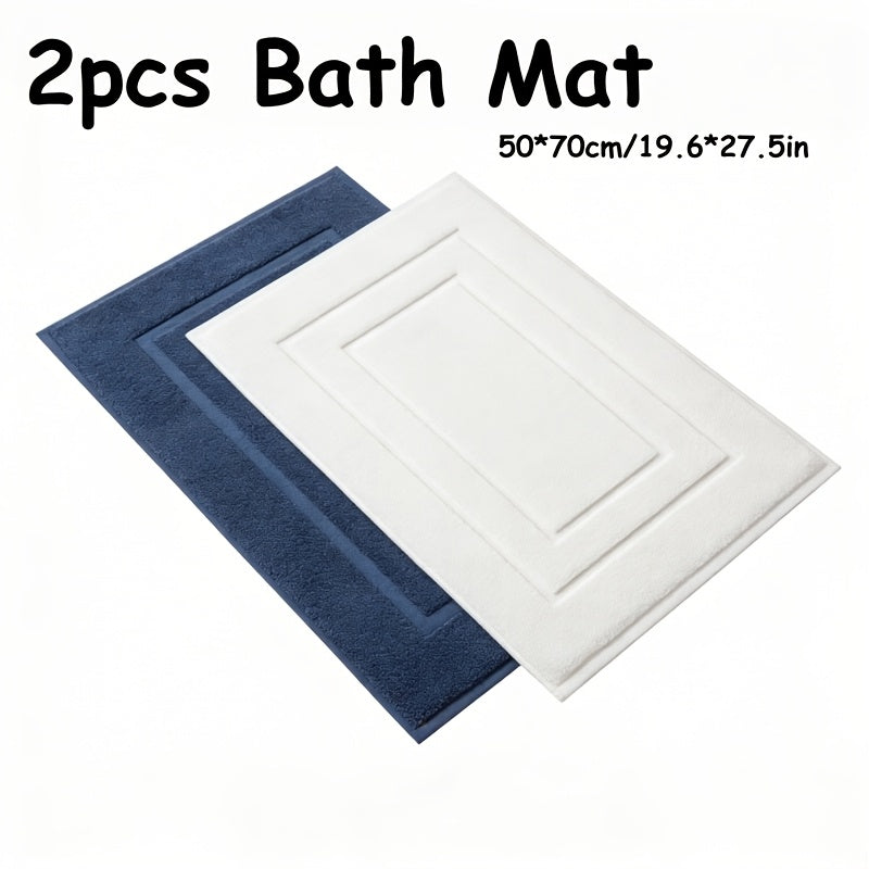 Tapis de salle de bain en coton, duo de 2 teintes