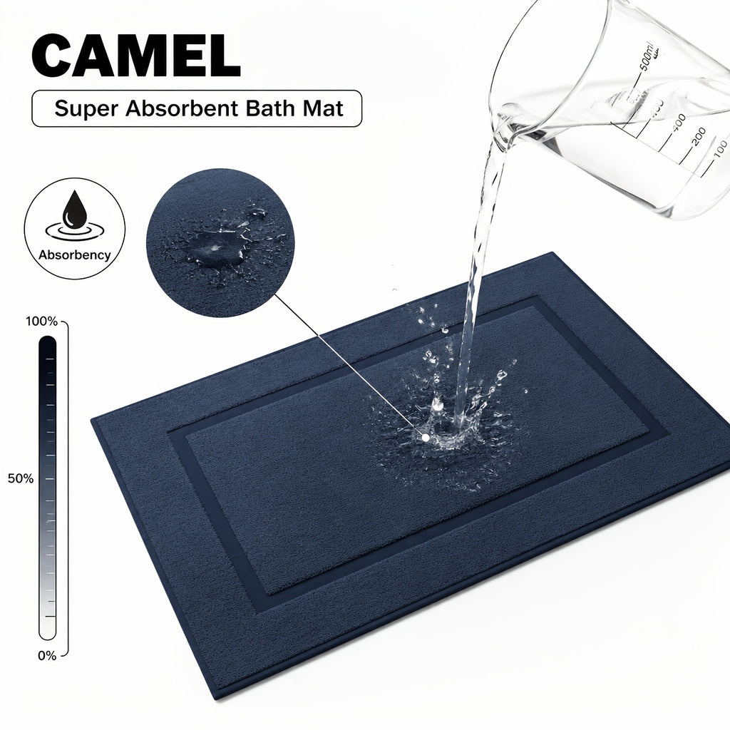 Tapis de salle de bain en coton, duo de 2 teintes