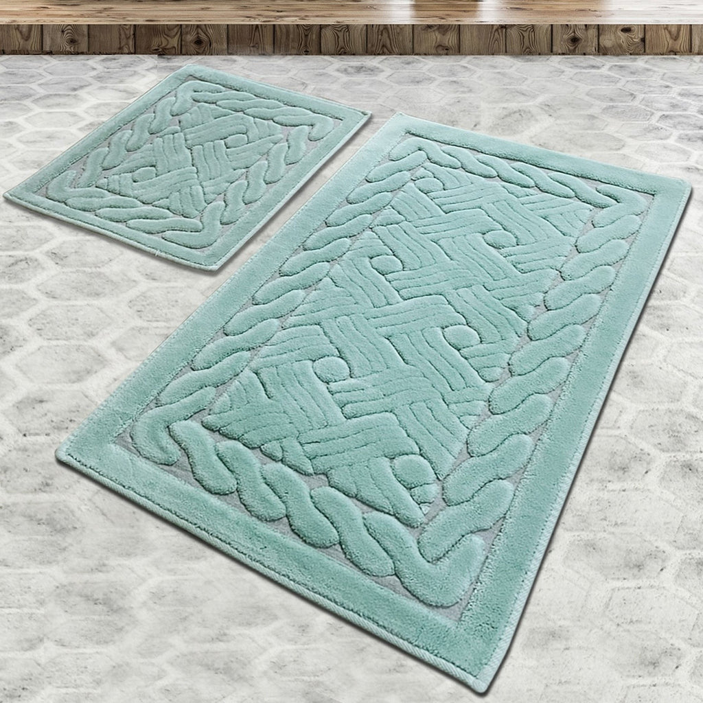 Tapis de salle de bain en coton, ensemble de 2 pièces assorties