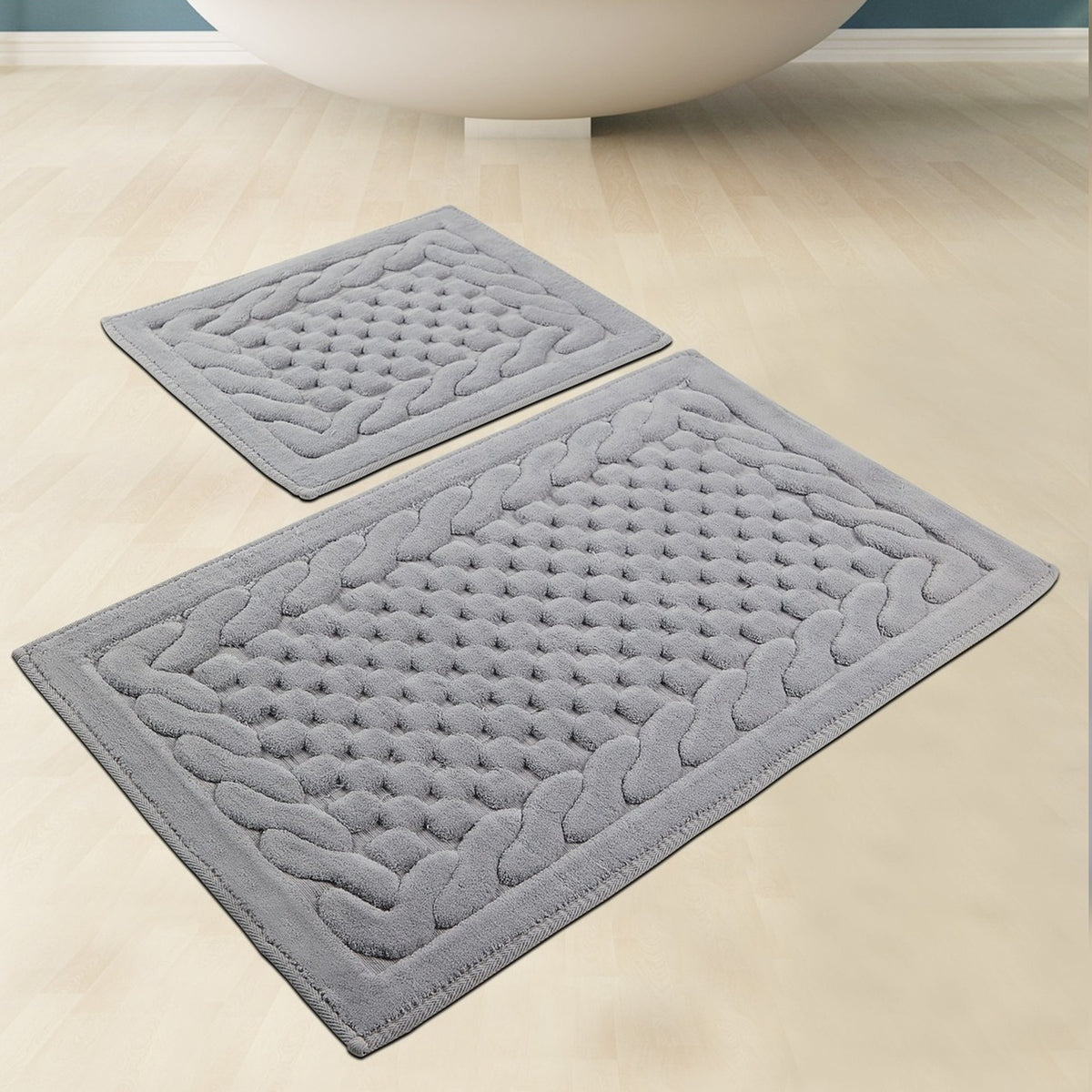 Tapis de salle de bain en coton, ensemble de 2 pièces assorties