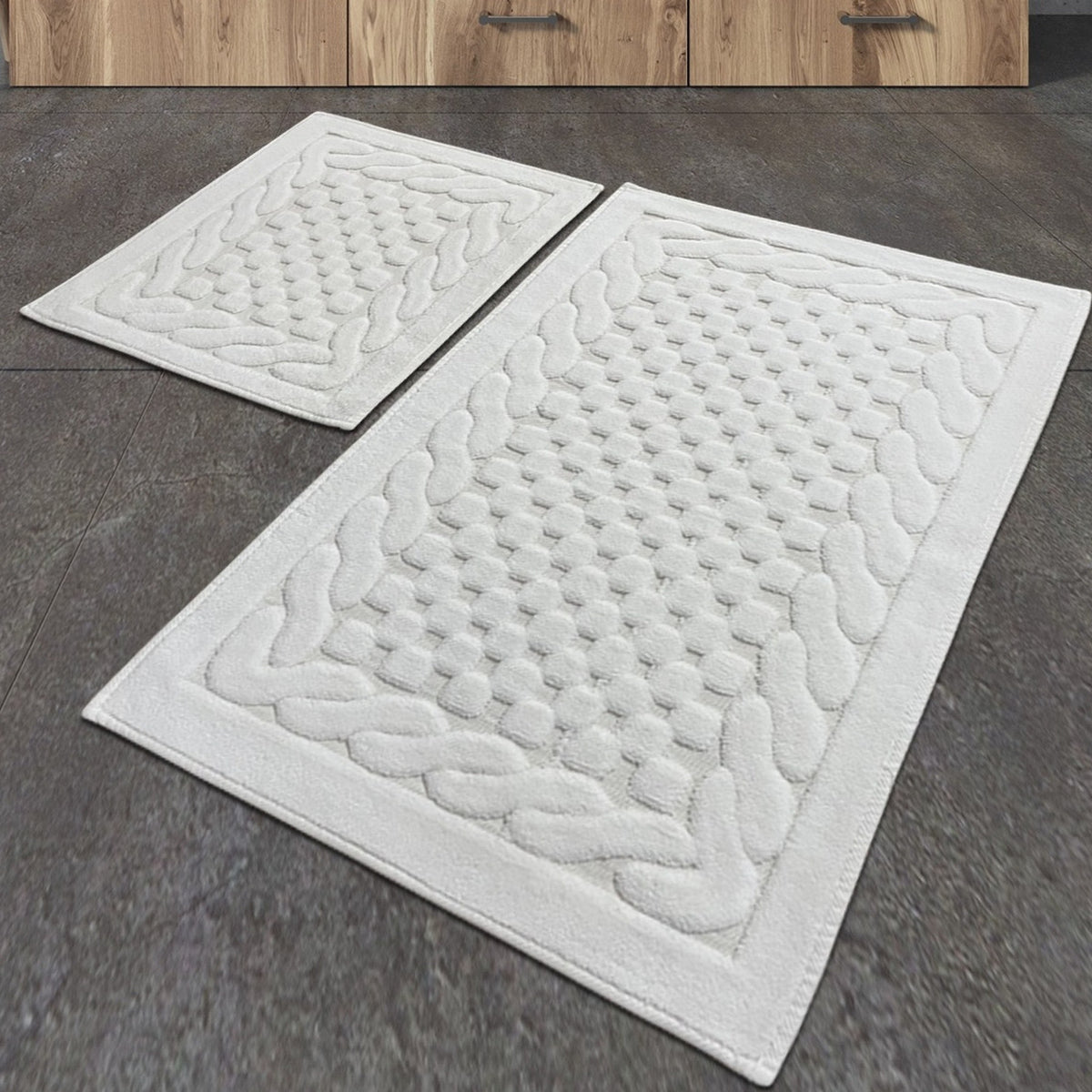 Tapis de salle de bain en coton, ensemble de 2 pièces assorties