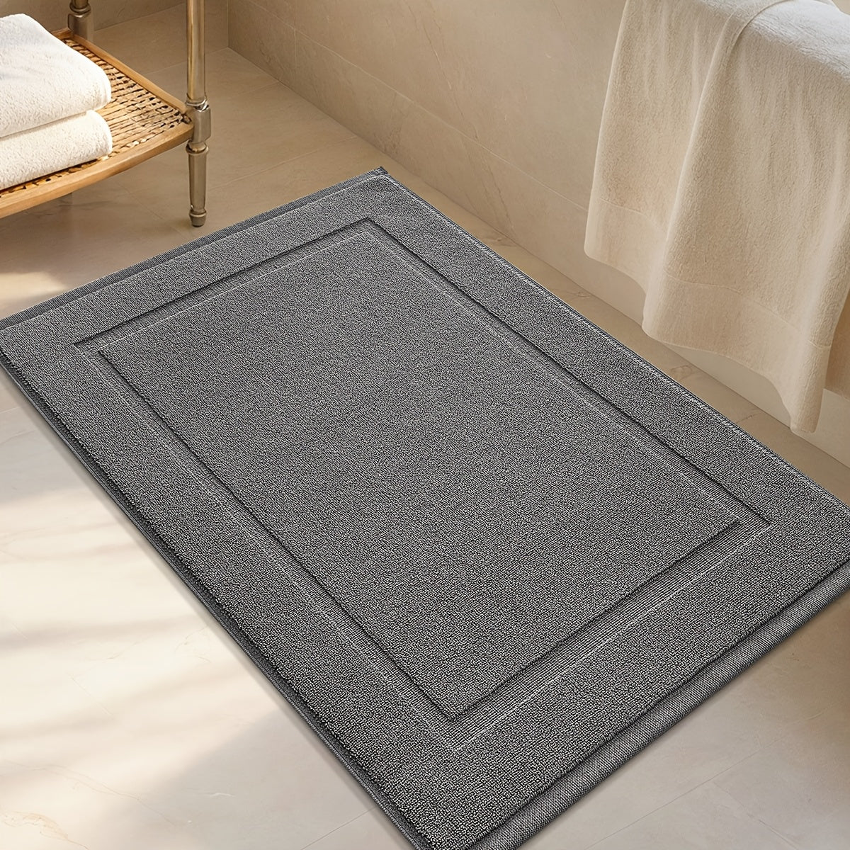 Tapis de salle de bain en coton éponge, lot de 2