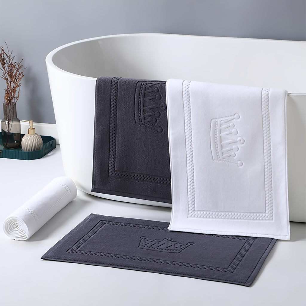 Tapis de salle de bain en coton éponge, couronne en relief