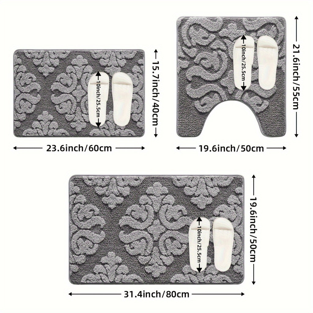 Tapis de salle de bain damassé rétro