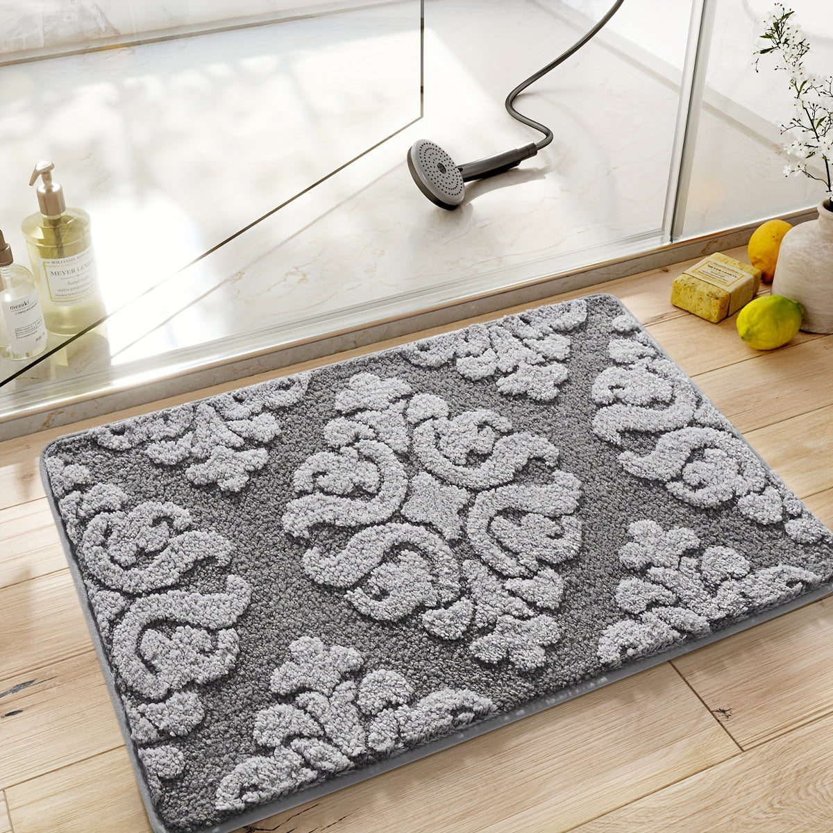 Tapis de salle de bain damassé rétro